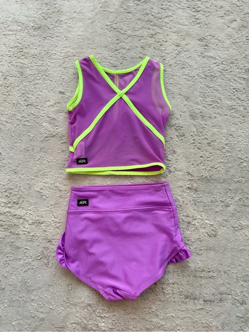 Tiger Friday: Kids Purple Dance Costume Set with Neon Trim